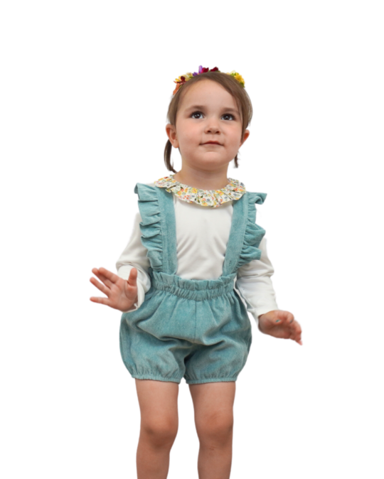 Girl Corduroy Suspender Shorts and Long Sleeve Onesi