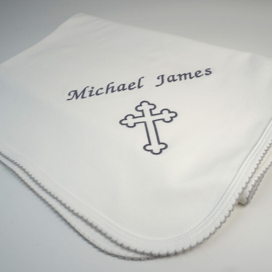 Pima Cotton Christening Blanket – Embroidered Cross