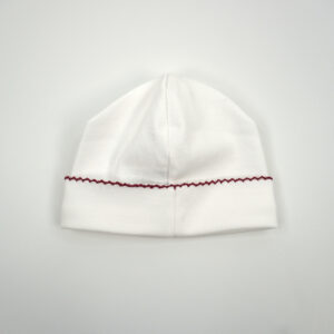 Pima-Cotton-Beanie-White-with-Color-Trim-Chili-Pepper-BNE-BPC-WRED