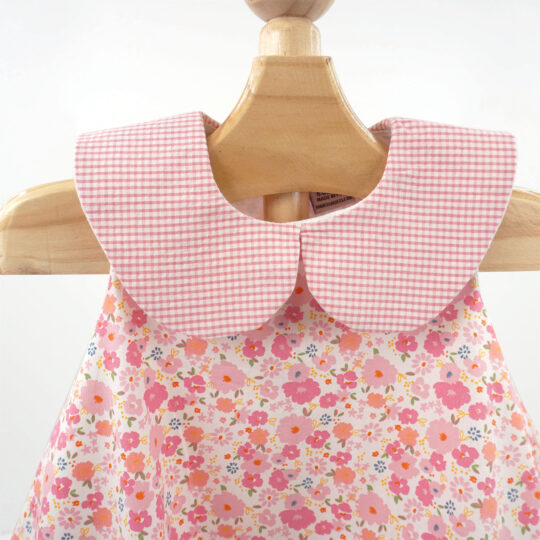 Sleeveless Peter Pan Collar Bubble Dress Peach Poppies