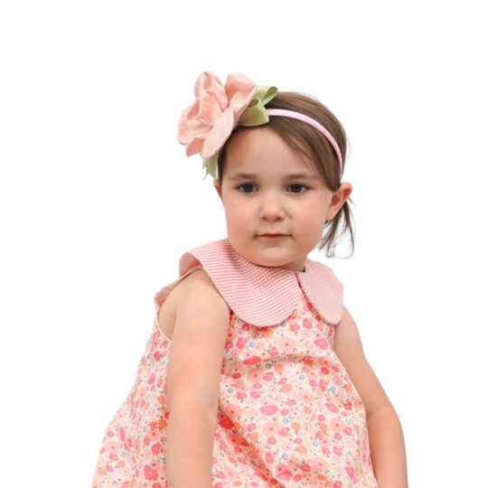 Sleeveless Peter Pan Collar Bubble Dress Peach Poppies