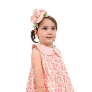 Sleeveless Peter Pan Collar Bubble Dress Peach Poppies