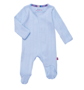 Love Line Pointelle Footie- Blue