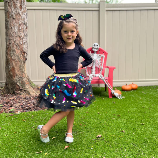 Multicolor Bats Black Tutu for Kids 2T-5Y | Black Tutu | Halloween Skirt | Multicolored Bats