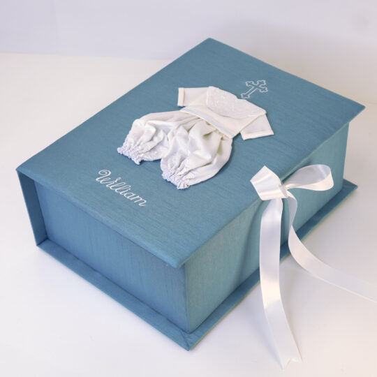 Boy's Medium Christening Box in Blue