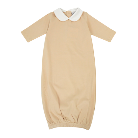 Cream-Baby-Pima Gown-Color-Piped-Collar-BGCRPPC