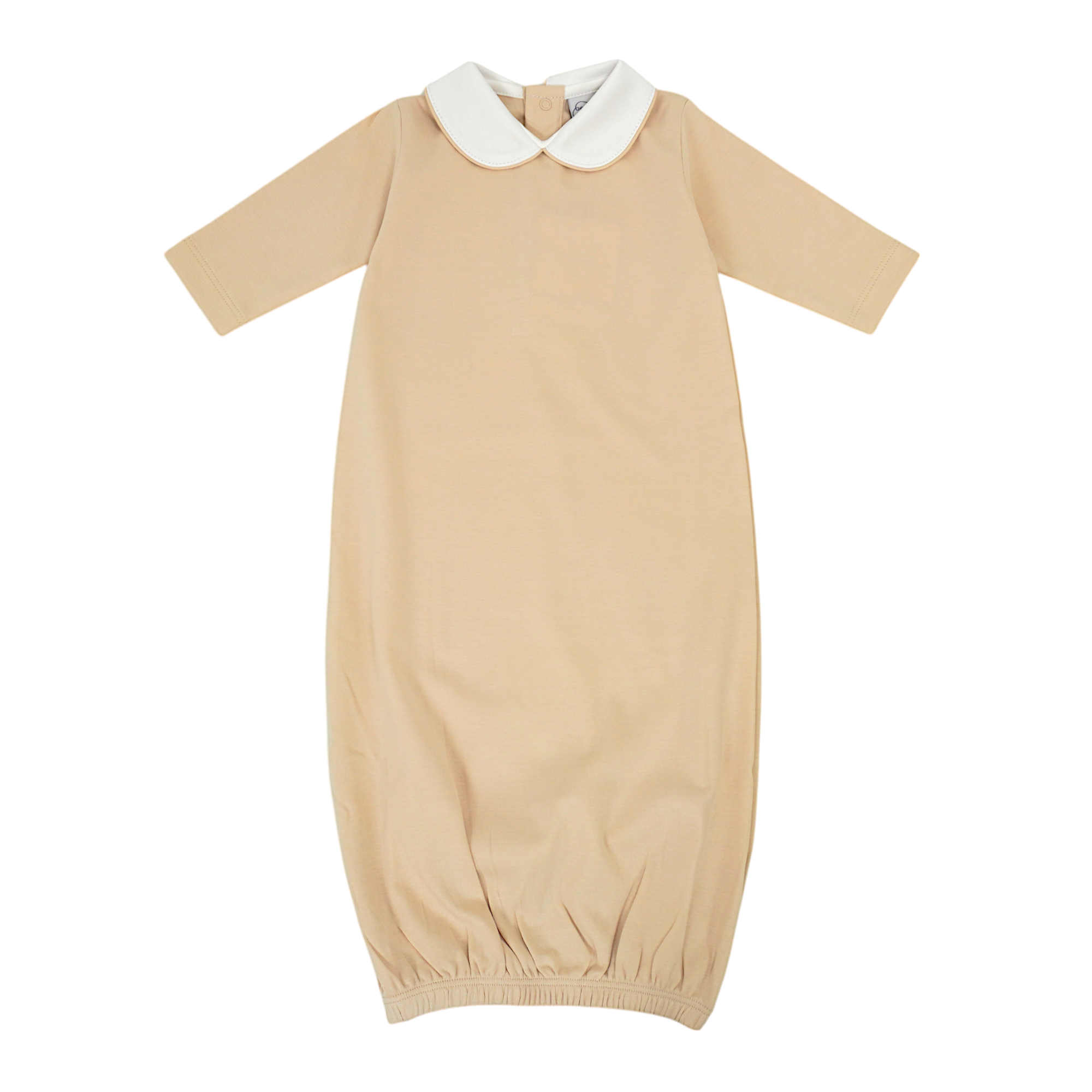 Cream-Baby-Pima Gown-Color-Piped-Collar-BGCRPPC