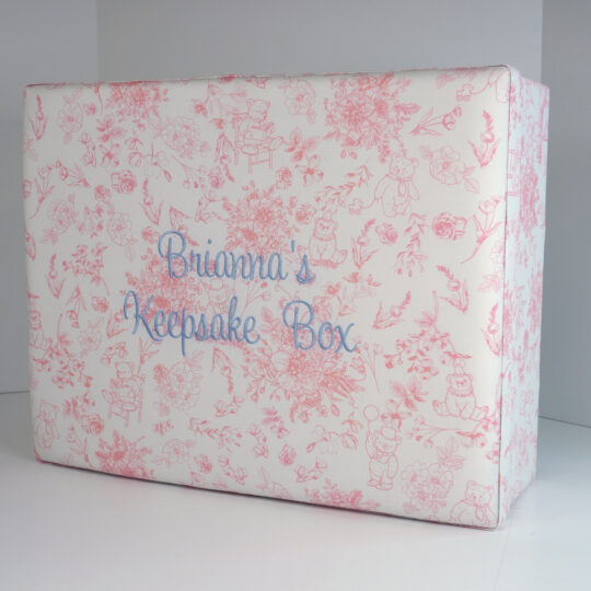 Beary Blossoms Toile Fabric Large Baby Keepsake Box