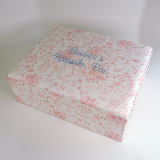 Beary Blossoms Toile Fabric Large Baby Keepsake Box