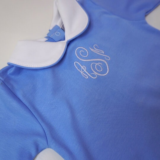 Blue Baby Pima Gown with White Collar