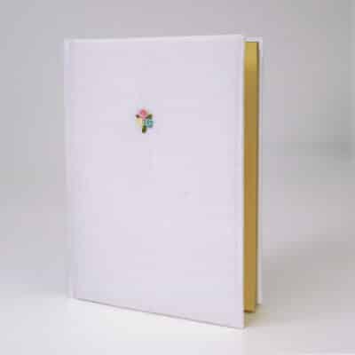Cotton Pique fabric wrapped Catholic Bible with white clover cross