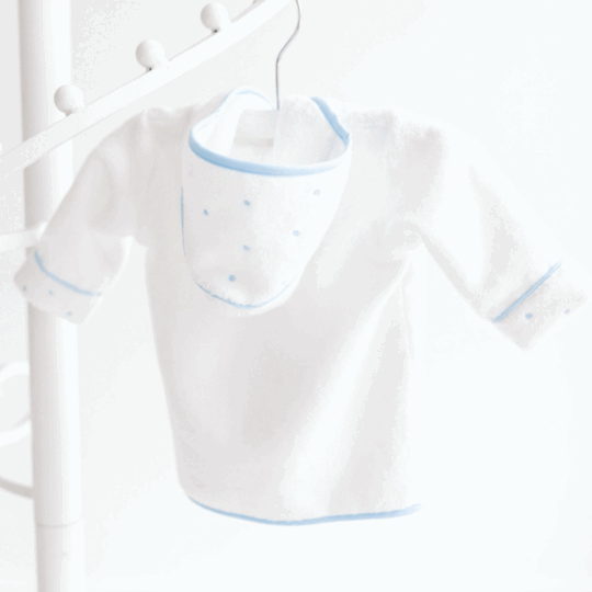 Baby-Bathrobe–White-with-Blue-Dots-BBR-BD-Back
