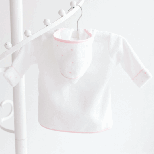Baby-Bathrobe–White-with-Pink-Dots-BBR-PD-Back