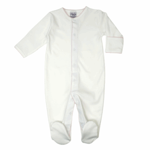 White Pima Footie with Trim